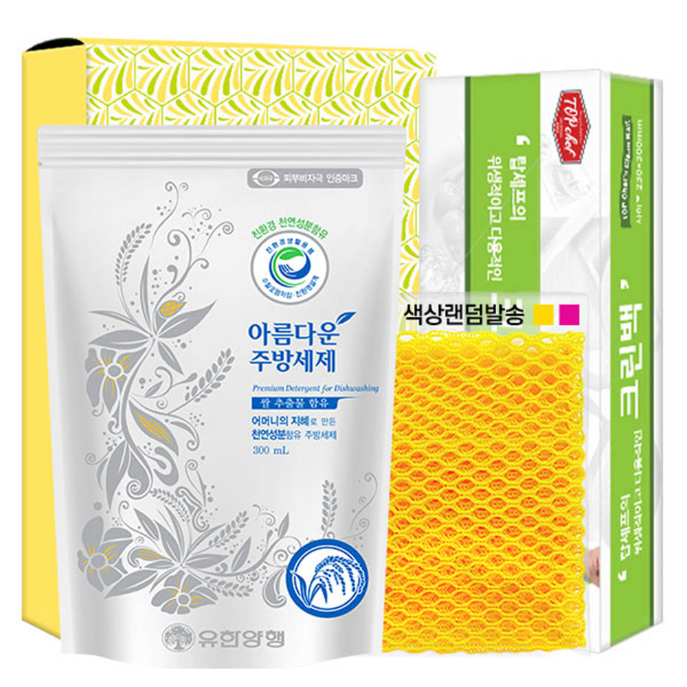(친환경)아름다운주방세제300리필 망사수세미 크린백(3종)