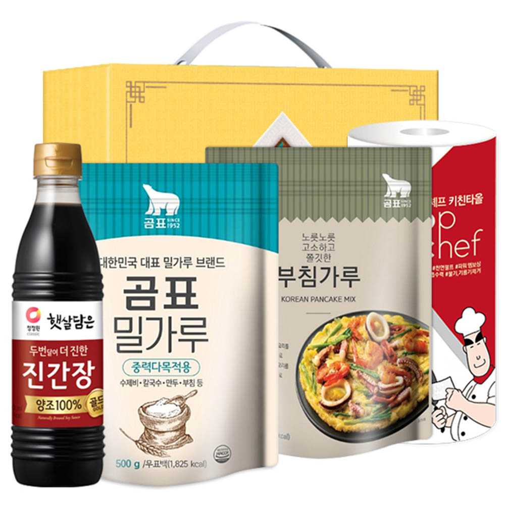 청정원 진간장 곰표밀가루 부침가루 키친타올(4종)