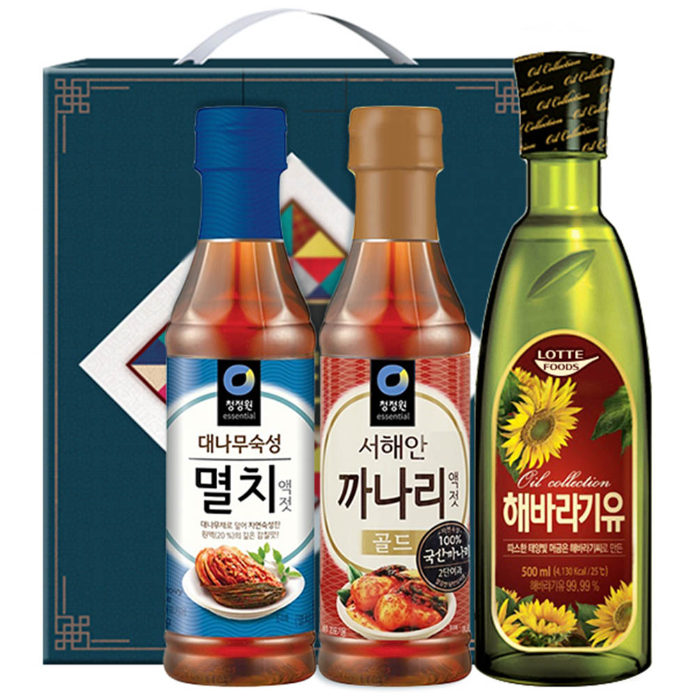 청정원 멸치액젓 까나리액젓 롯데해바라기유(3종)