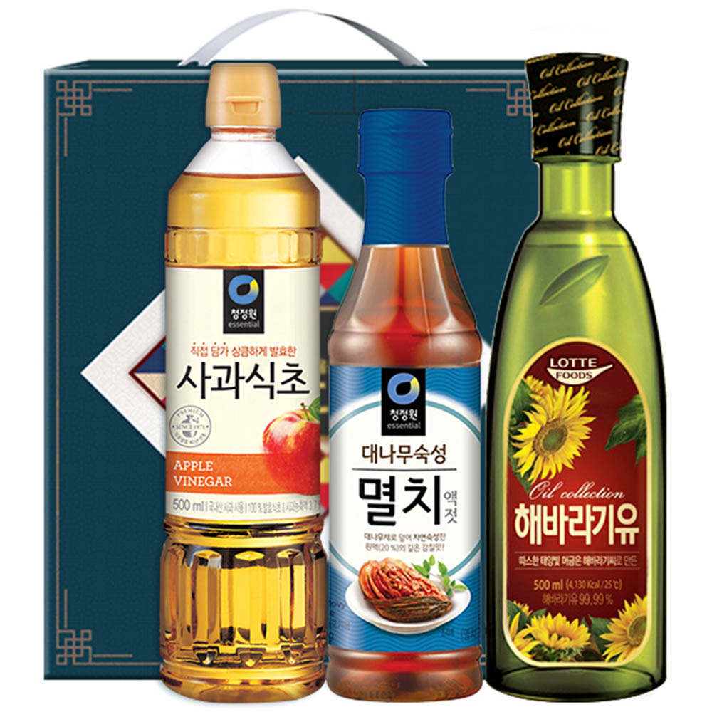 청정원 사과식초 멸치액젓 롯데해바라기유(3종)