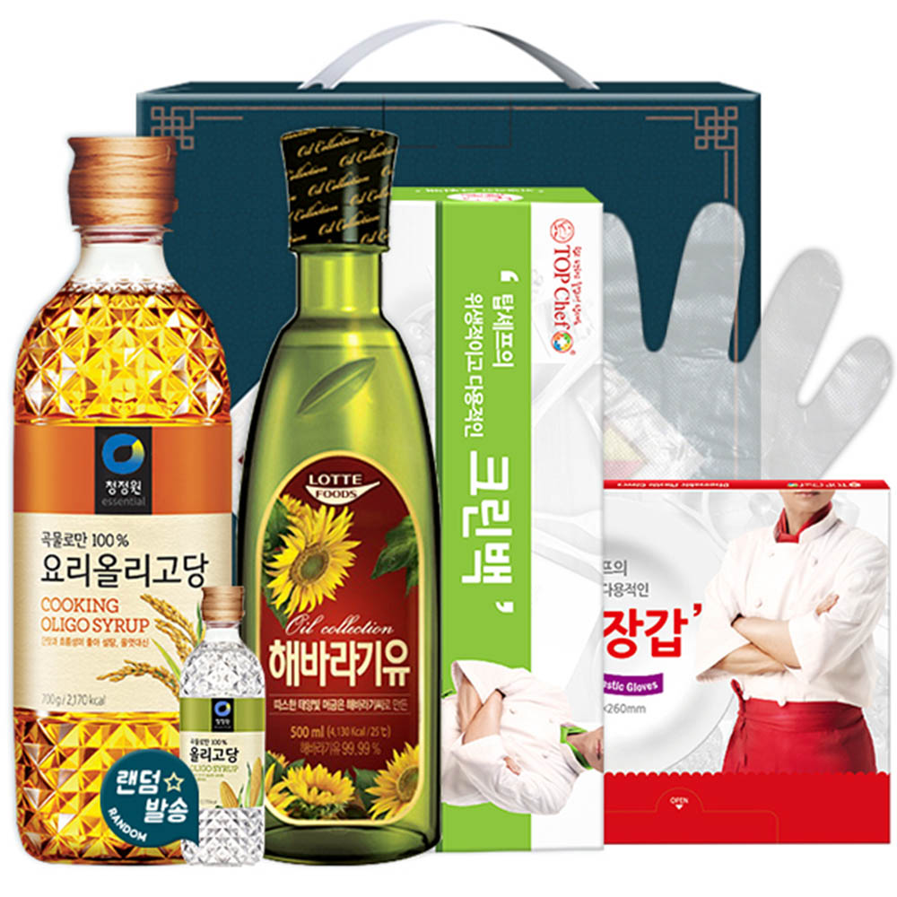 청정원 올리고당700 롯데해바라기유 크린백 정사각위생장갑(4종)