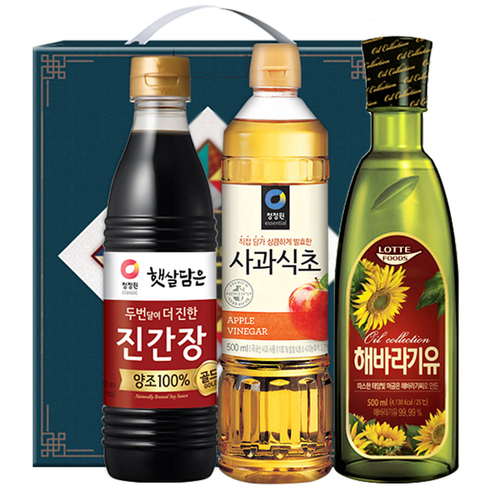 청정원 진간장 사과식초 롯데해바라기유(3종)