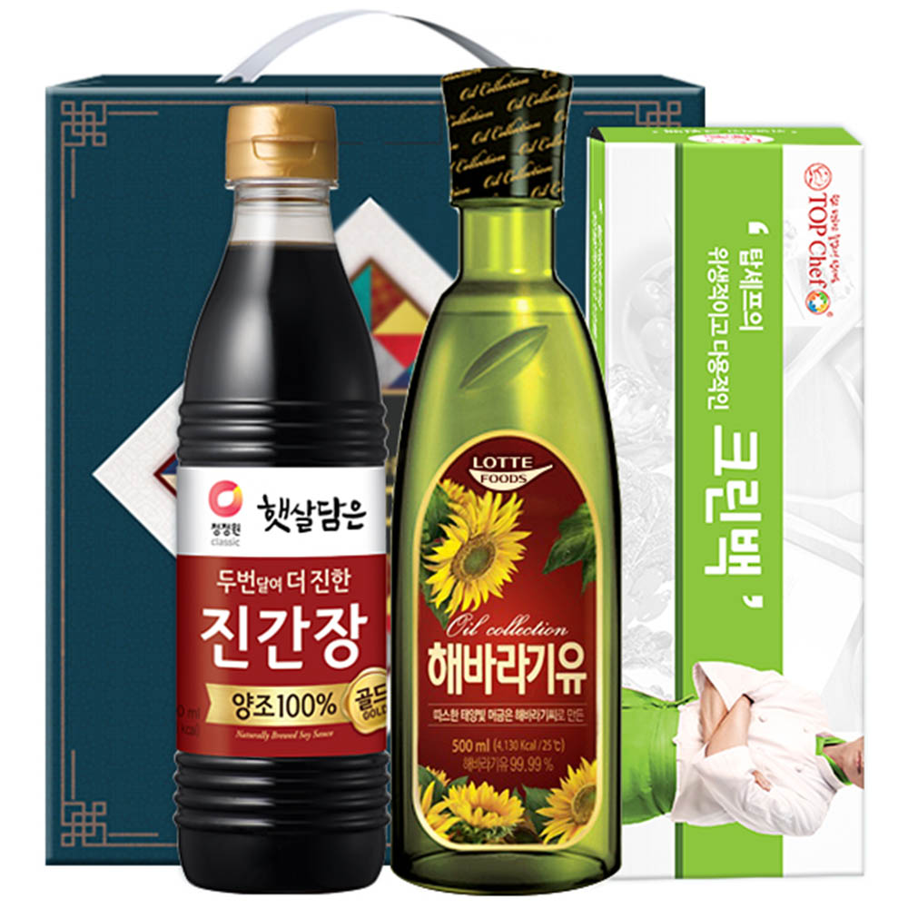 청정원 진간장 롯데해바라기유 크린백(3종)