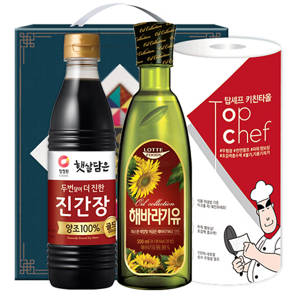청정원 진간장 롯데해바라기유 키친타올(3종)