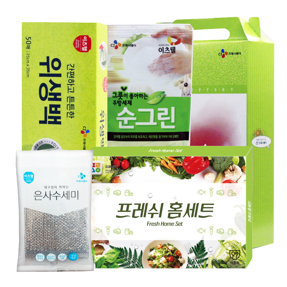 CJ위생백(대),프레시웰홈(3종),순그린(리필),수세미 4종세트