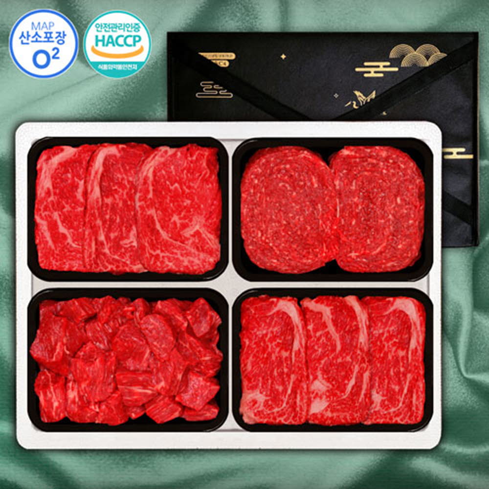 (냉장/산소포장)1등급횡성한우 프라임12호 1.2kg(등심300g*2, 불고기300g, 국거리300g)