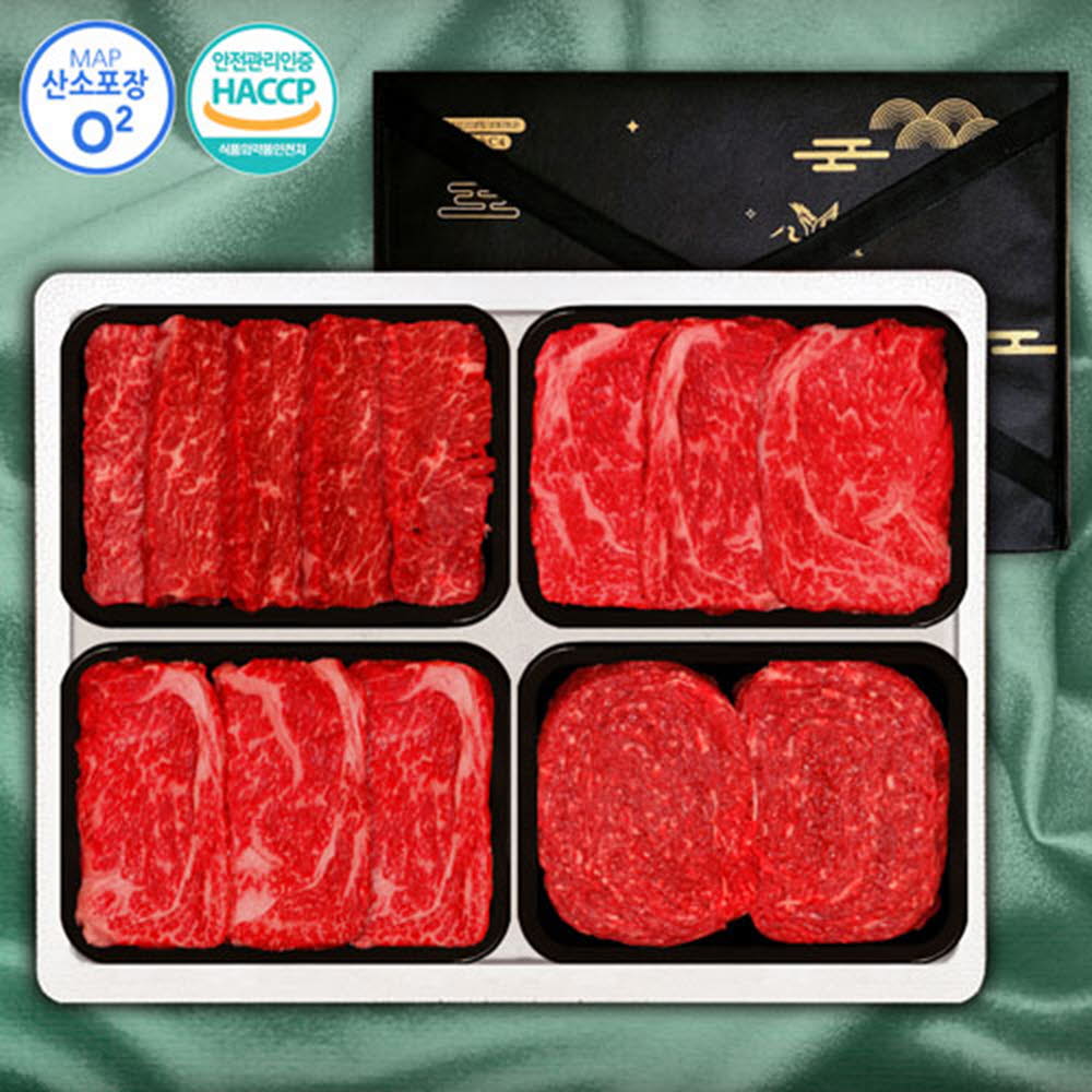 (냉장/산소포장)1등급횡성한우 프라임17호 1.6kg(등심400g*2,특수부위400g ,불고기400g)