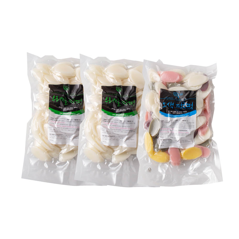 국산 햅쌀로 만든 떡국 떡 (흰떡국떡2팩+오색떡국떡1팩)