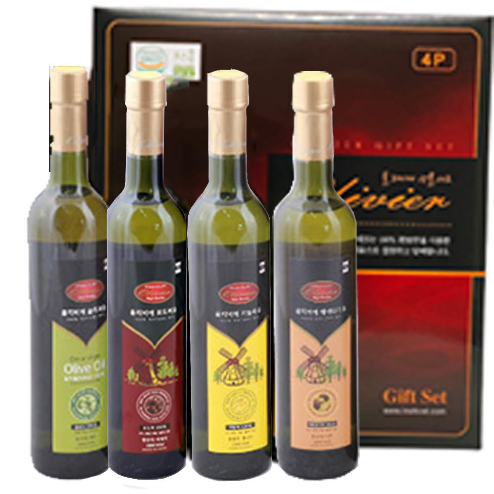 올리비에선물세트 올리브유+포도씨유+해바라기씨유+카놀라유 (500ml*4)