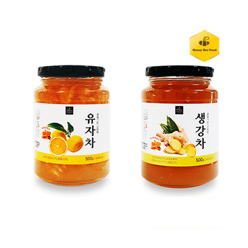 [허니비푸드] 꿀을 그린사람들 건강차 2종 A세트_유자차500g+생강차500g