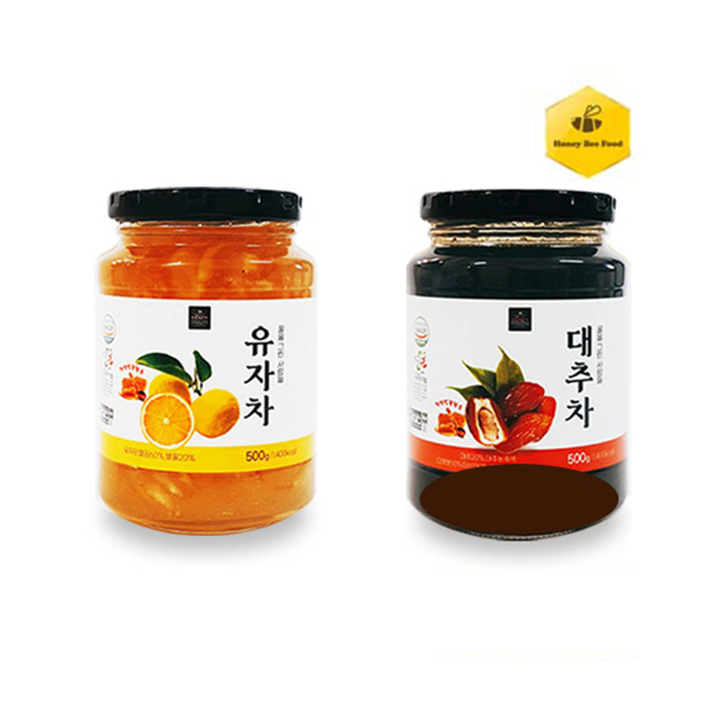 [허니비푸드] 꿀을 그린사람들 건강차 2종 B세트_유자차500g+대추차500g