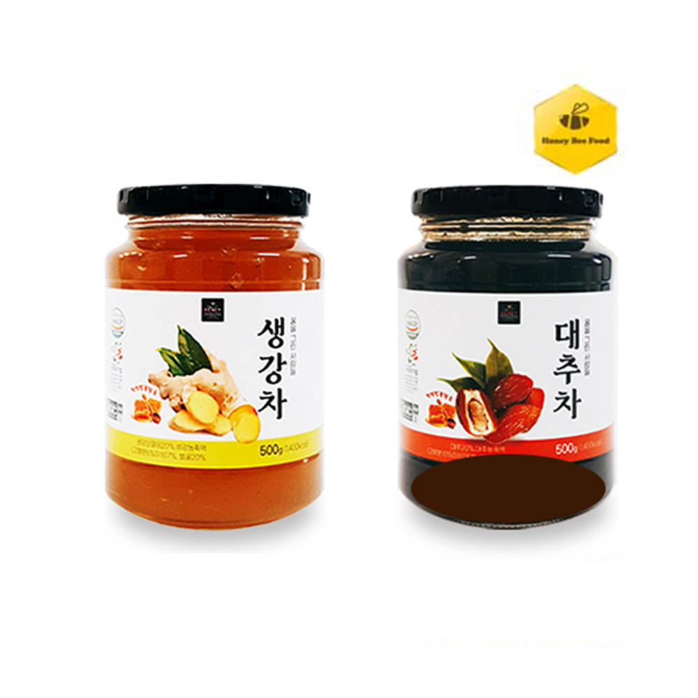 [허니비푸드] 꿀을 그린사람들 건강차 2종 E세트_대추차500g+생강차500g