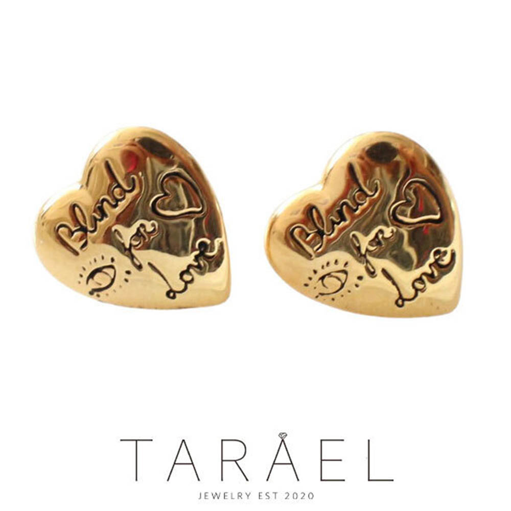 [타라엘] 블라인드포러브 하트 레터링 은침 귀걸이 (하드케이스포장)