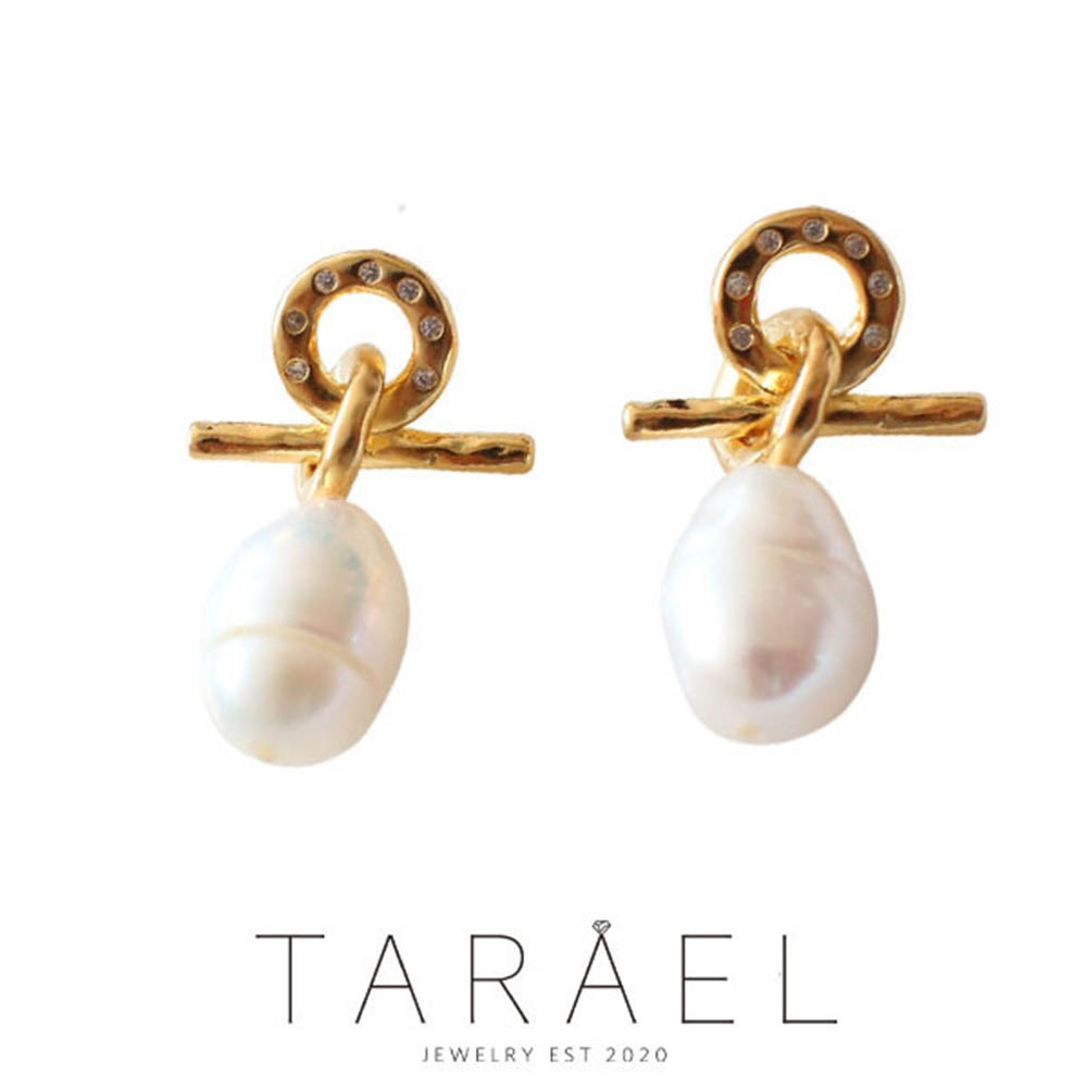 [타라엘] 골드 체인 담수 진주 귀걸이 (하드케이스포장)