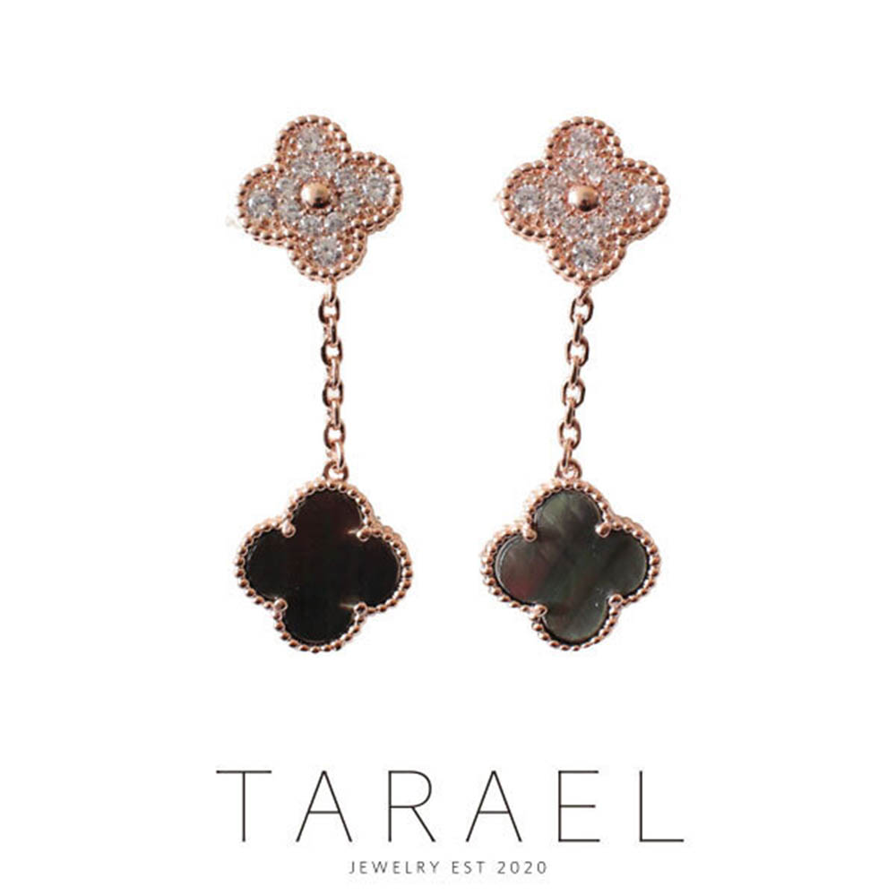 [타라엘] 크로버 2단 자개 1.2cm 실버침 귀걸이 (하드케이스포장)