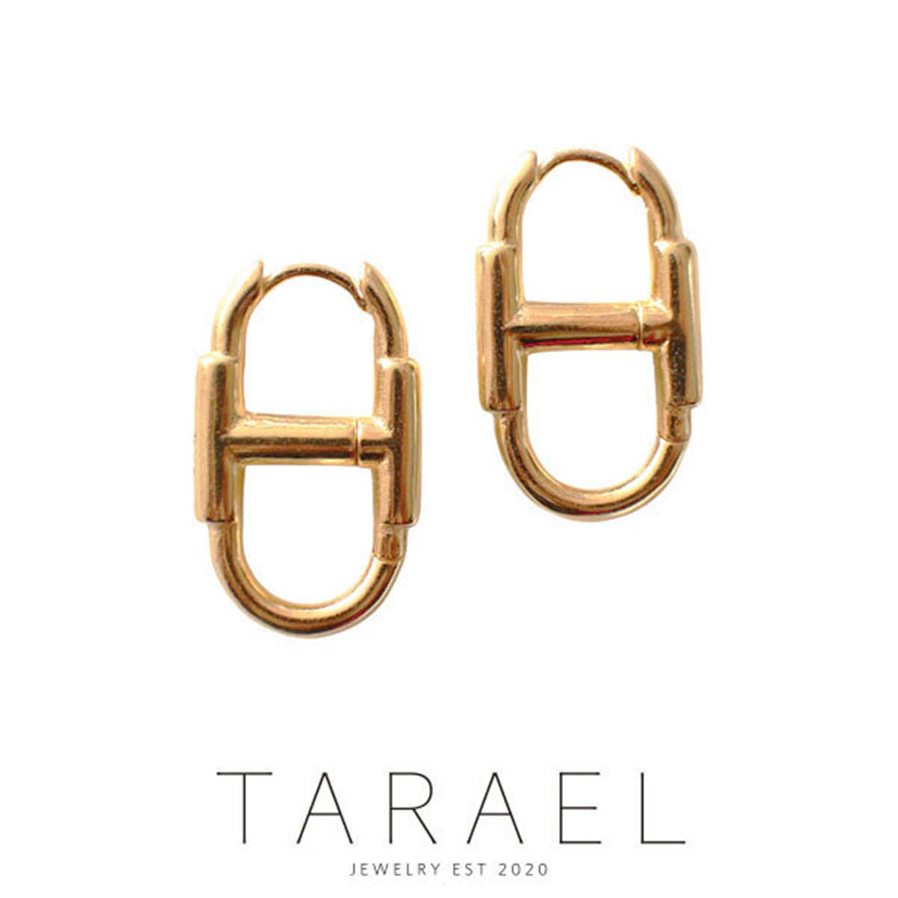 [타라엘] 타원 H 후프 원터치 링 귀걸이 (하드케이스포장)