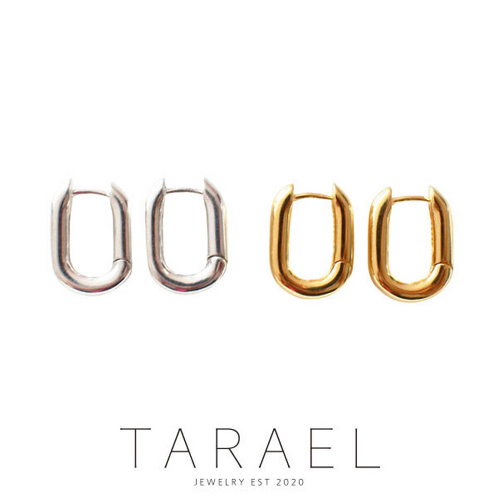 [타라엘] 심플링 원터치 데일리 스몰 사각 귀걸이 (하드케이스포장)