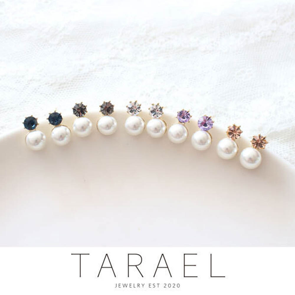 [타라엘] 큐빅 진주 귀걸이 (하드케이스포장)