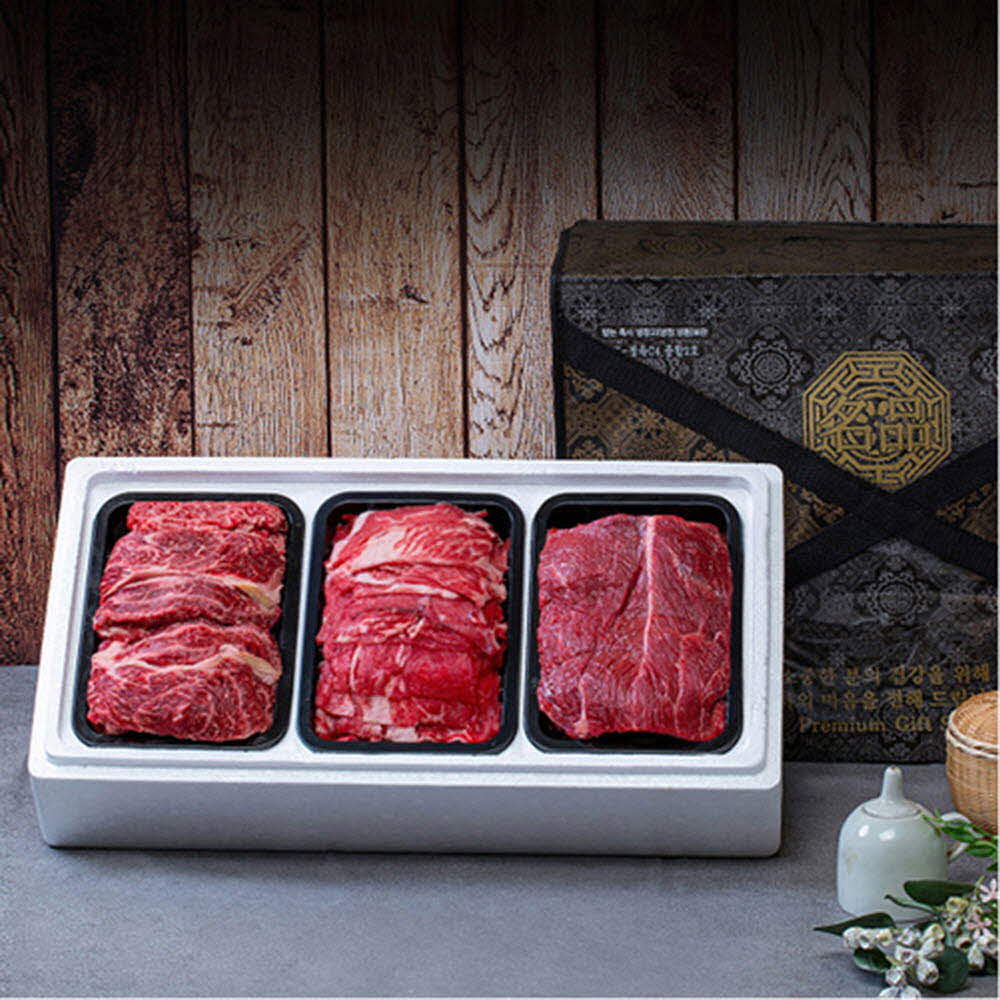 안동바른한우 1등급 한우 가족실속 세트1호 1.2kg