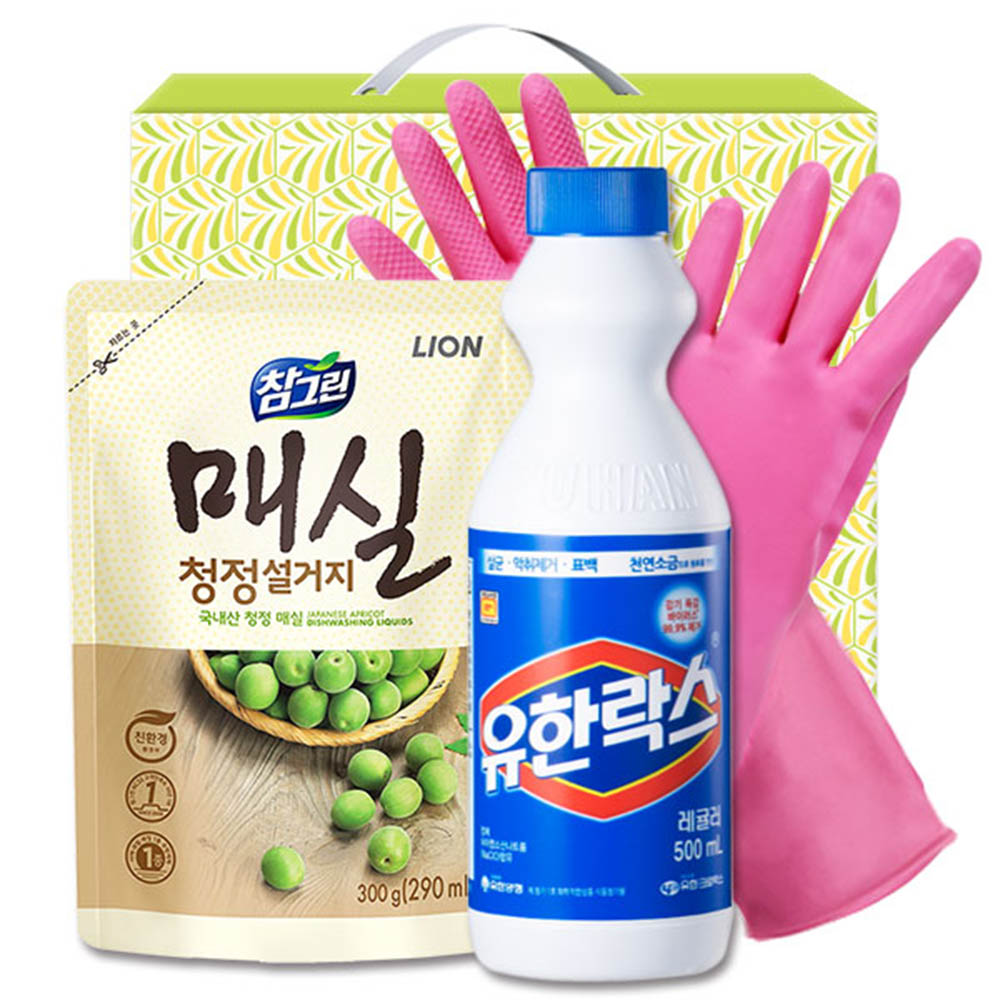 (친환경)참그린매실300리필 유한락스 비닐고무장갑32cm(3종)