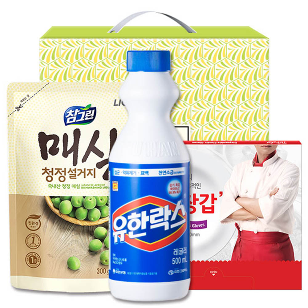 (친환경)참그린매실300리필 유한락스 정사각위생장갑(3종)