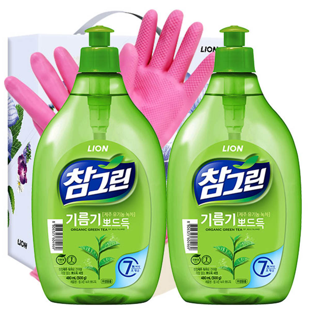 (유기농)참그린녹차500용기2P 비닐고무장갑32cm(3종)