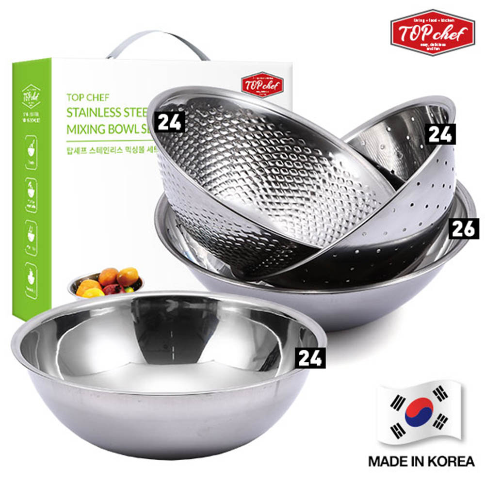 (국내산)탑셰프 믹싱볼24 26 야채볼24 쌀함박24(4종)