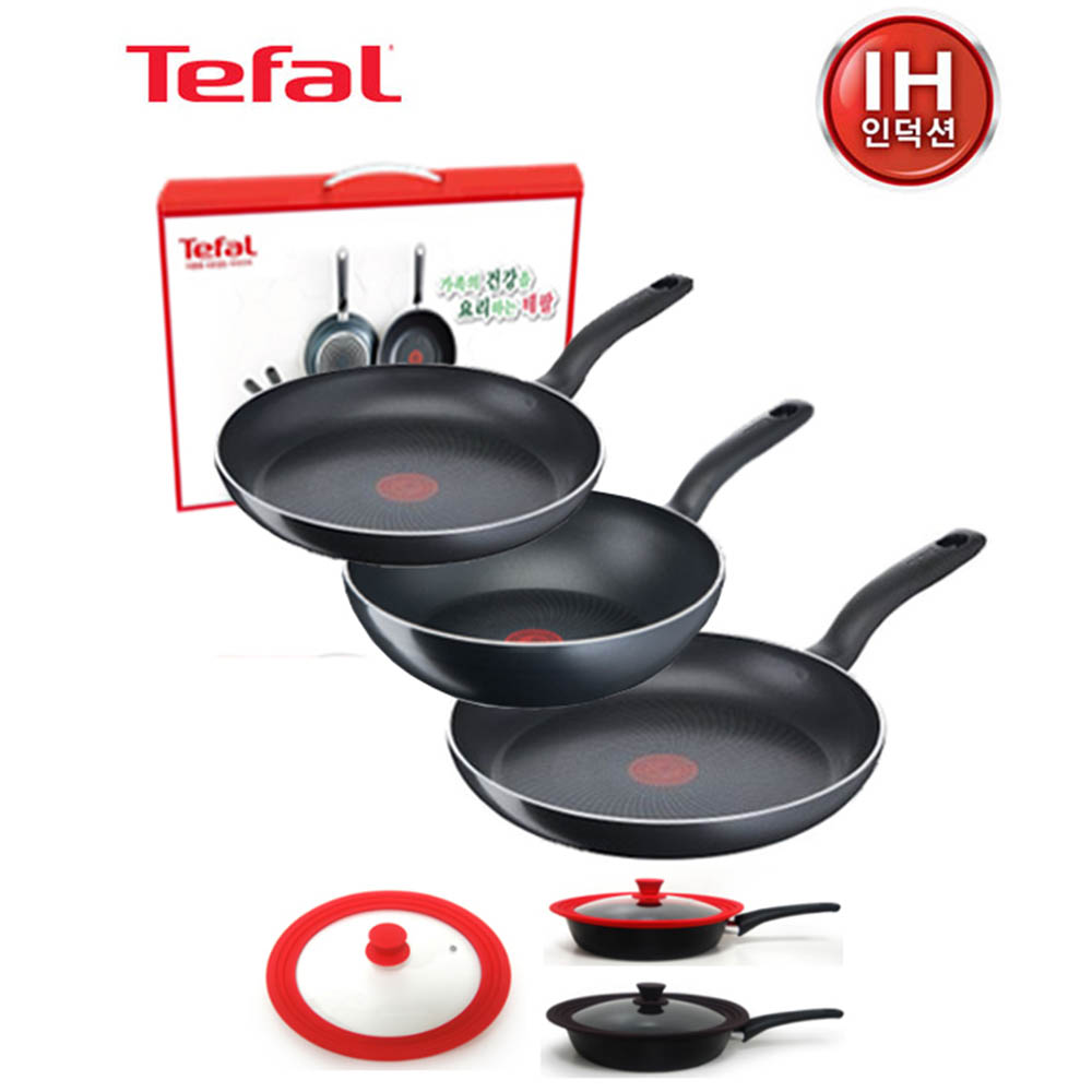 테팔 스타트이지 인덕션 프라이팬 30cm+32cm+볶음팬 28cm+실리콘 멀티3단뚜껑 FP3032+W28+LID