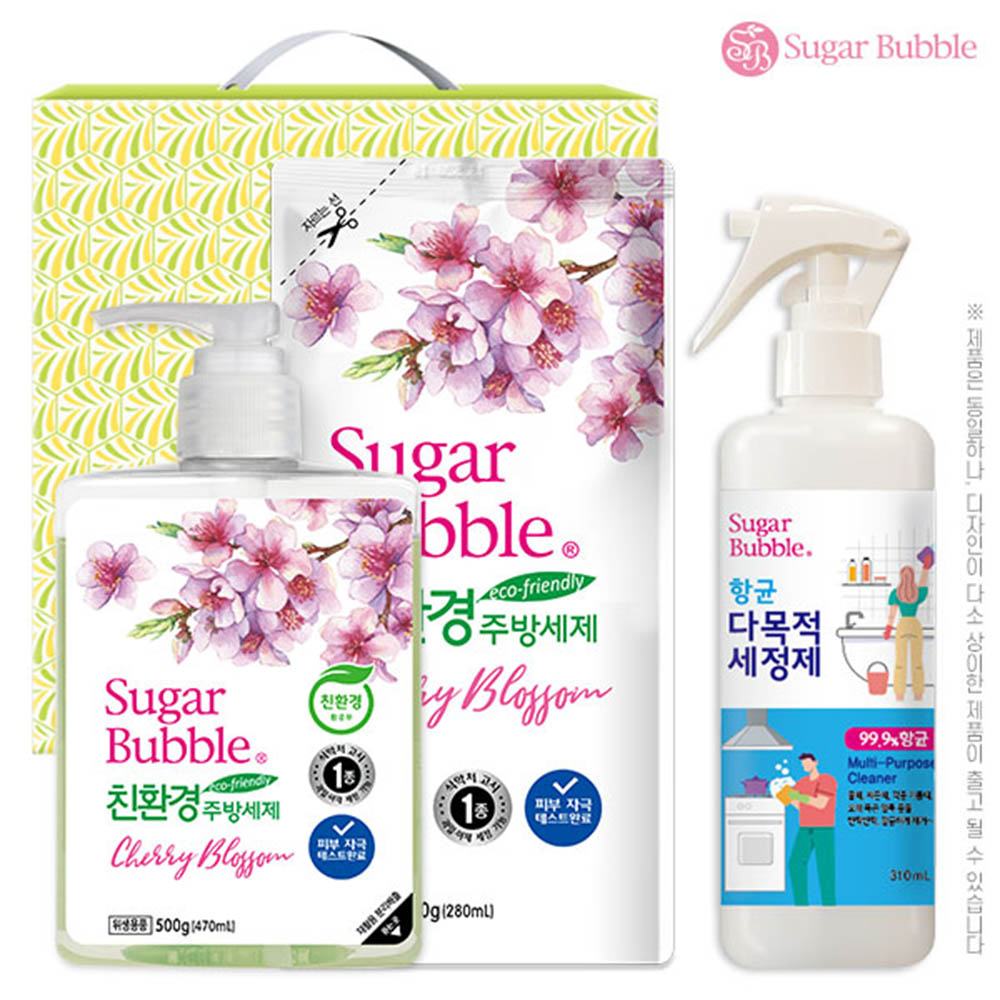 슈가버블 주방세제500펌프 주방세제300리필 건타입항균다목적세정제310용기(3종)