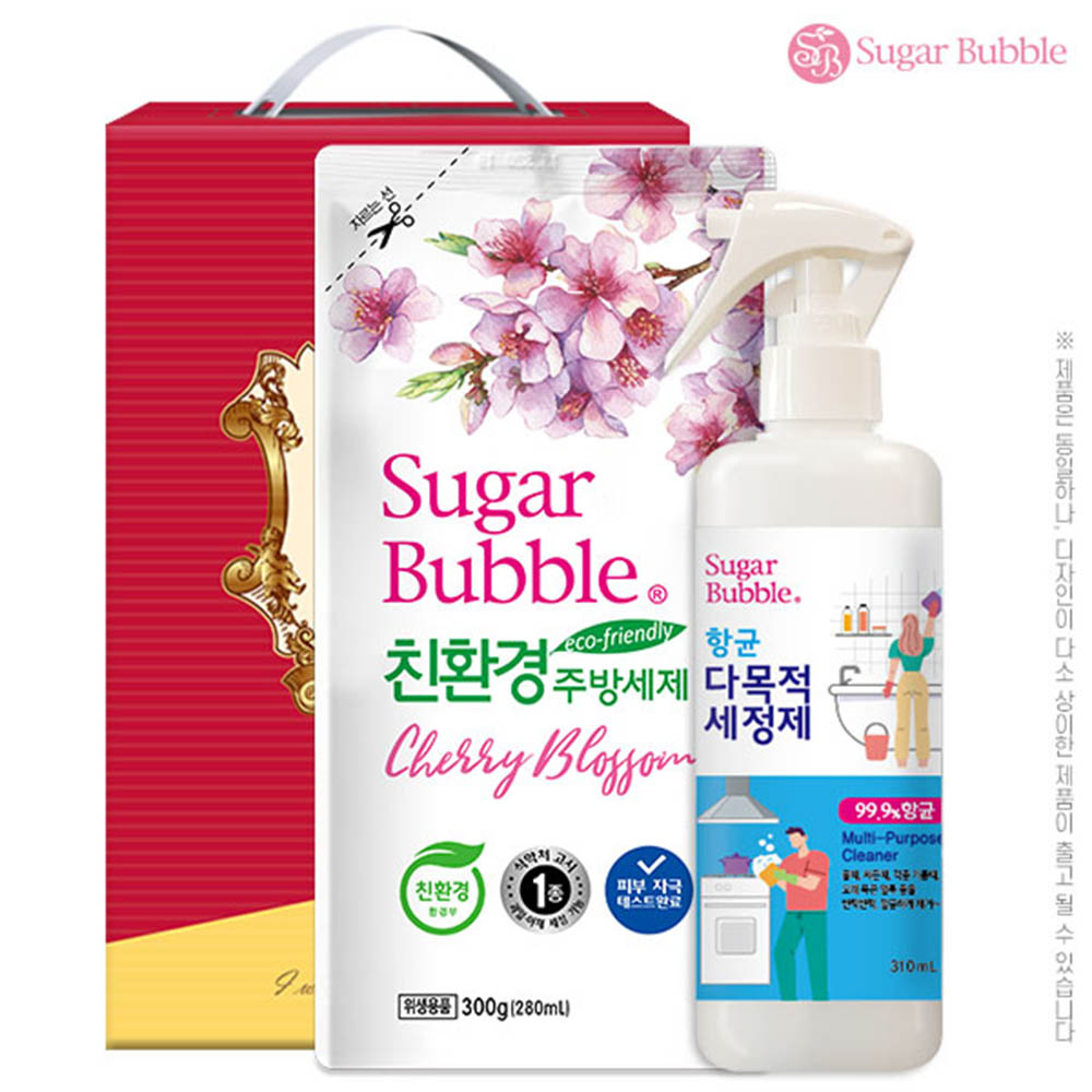 슈가버블 주방세제300리필 건타입항균다목적세정제310용기(2종)