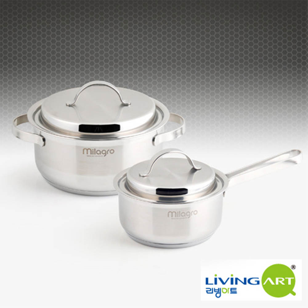[리빙아트] 밀라그로(Milagro)스텐냄비2종세트(16편,18양), lhs-70004se