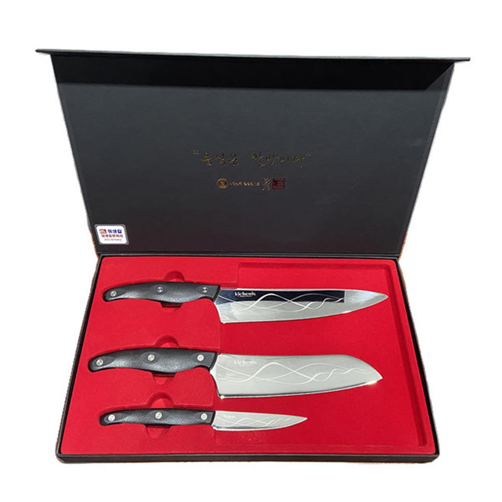 키치니스 수제 명품칼(셰프식도+산토구식도+과도)3p세트-주방칼