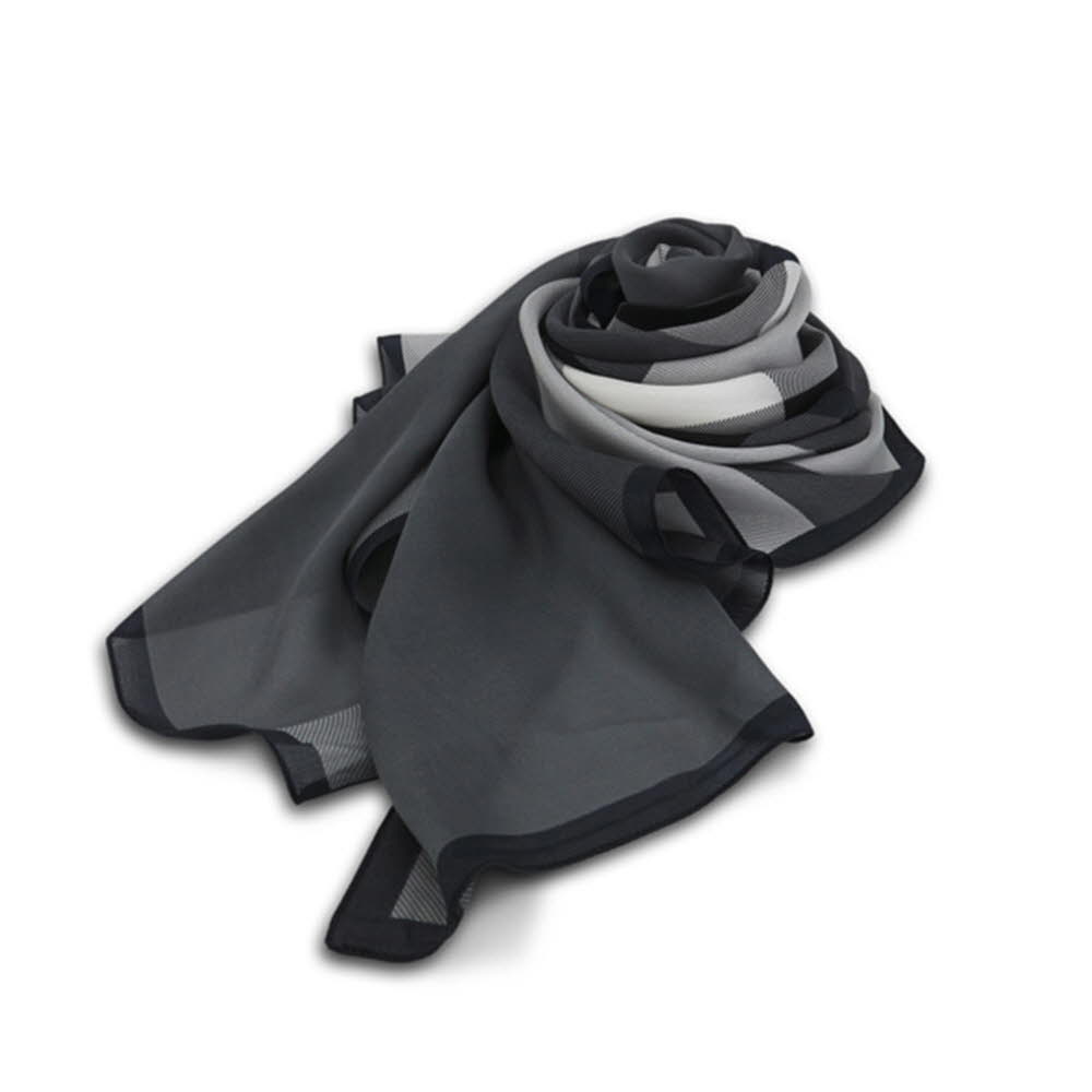 버버리 체크 실크 롱 스카프