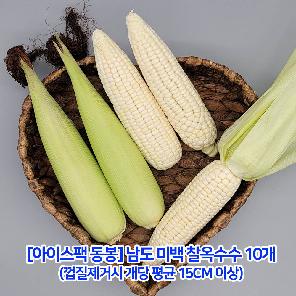 [아이스팩 동봉] 남도 미백 찰옥수수 10개(껍질제거시 개당 평균 15cm 이상)