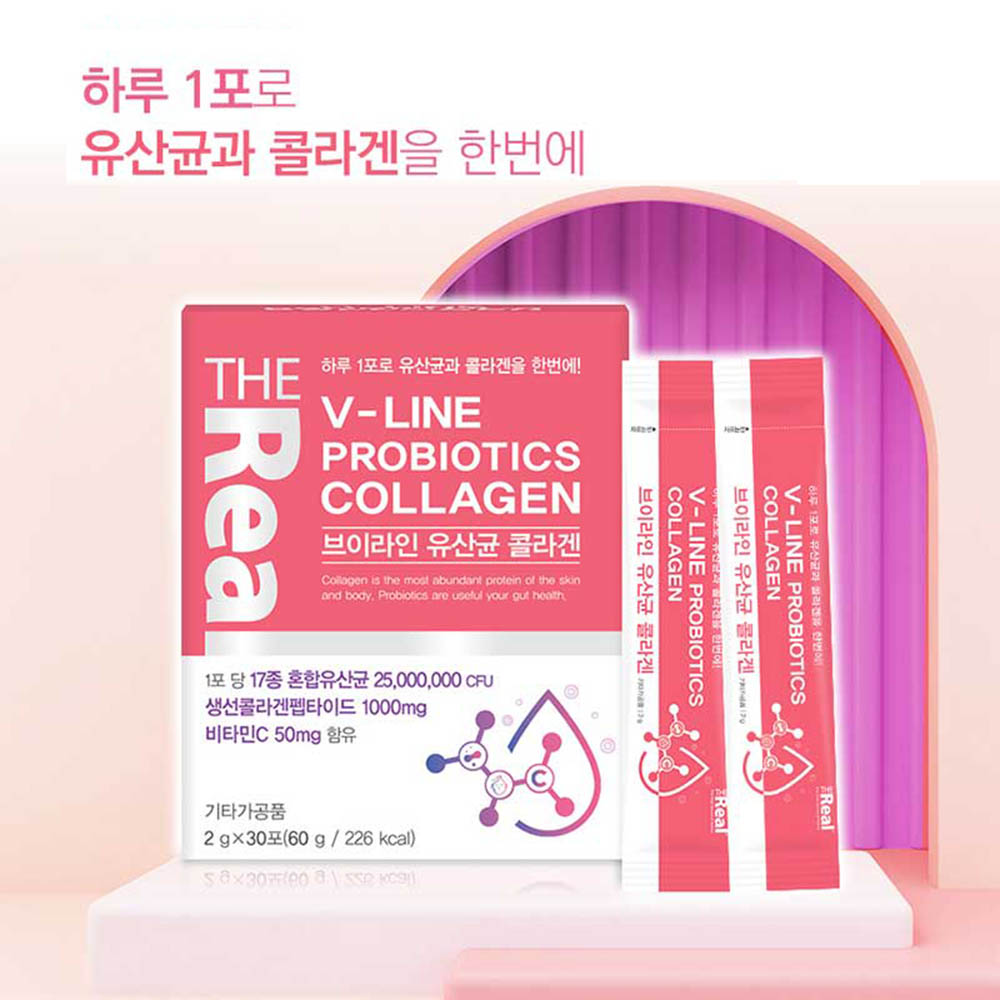 [더리얼] 브이라인 유산균 콜라겐 2g x 30포 x 3box