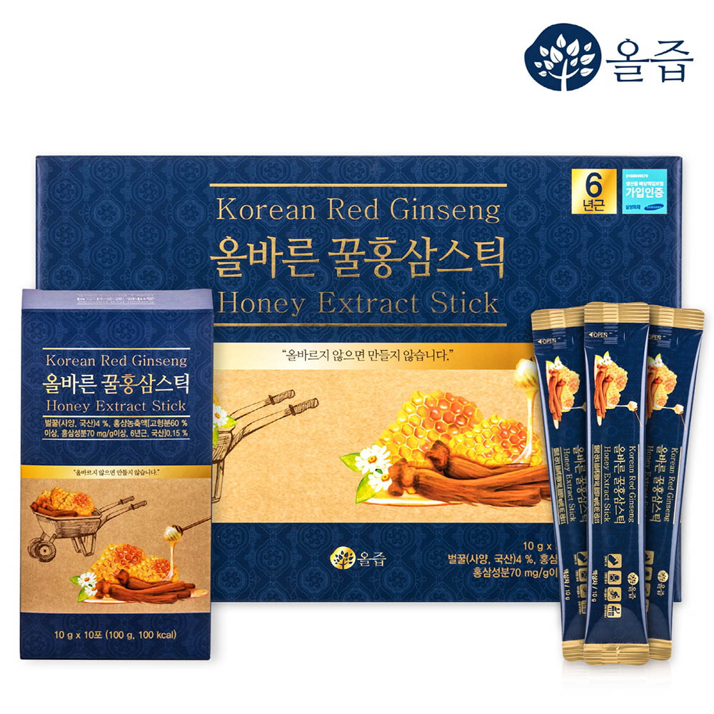 올즙 올바른 꿀홍삼스틱 10g x 30포 + 쇼핑백