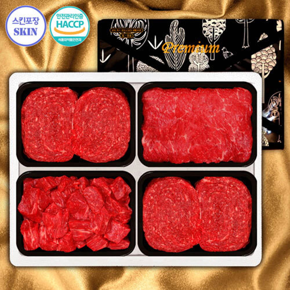 (냉장/스킨포장)1등급횡성한우 4P 1호 (불/불/국/산3)