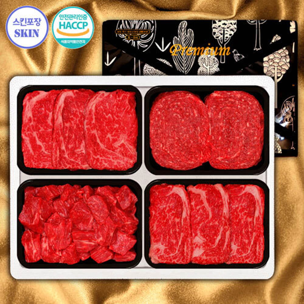 (냉장/스킨포장)1등급횡성한우 4P 7호 (등2/등2/불/국3)
