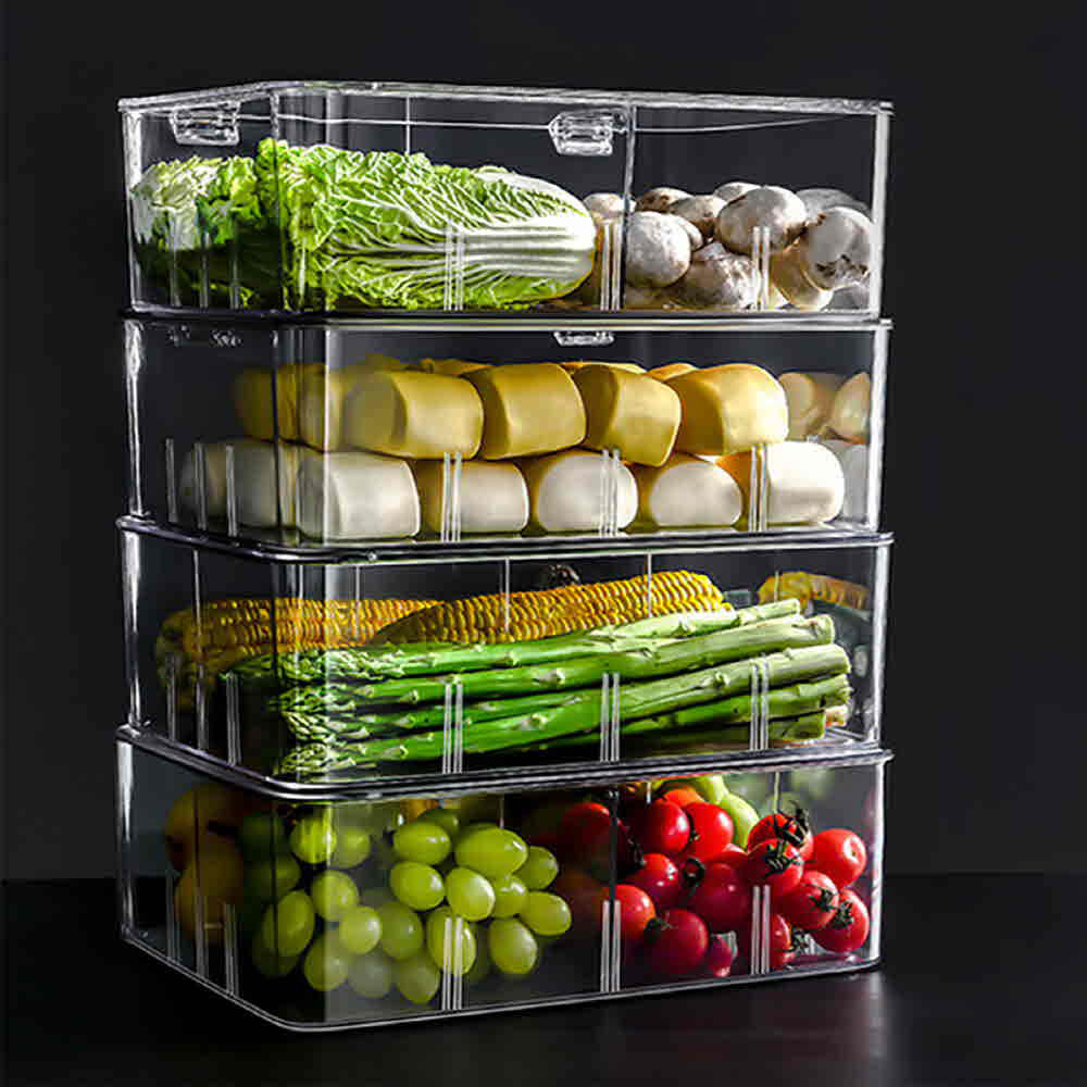 [고급형] 투명 칸막이 과일 야채보관 냉장고정리함 4칸