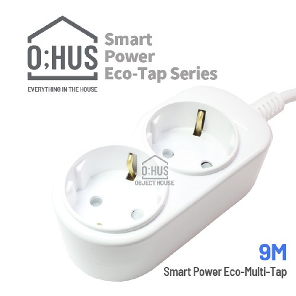 오후스 Eco-Tap series 일반형 2구 선길이 9.0M/휴대용 에코파우치 증정