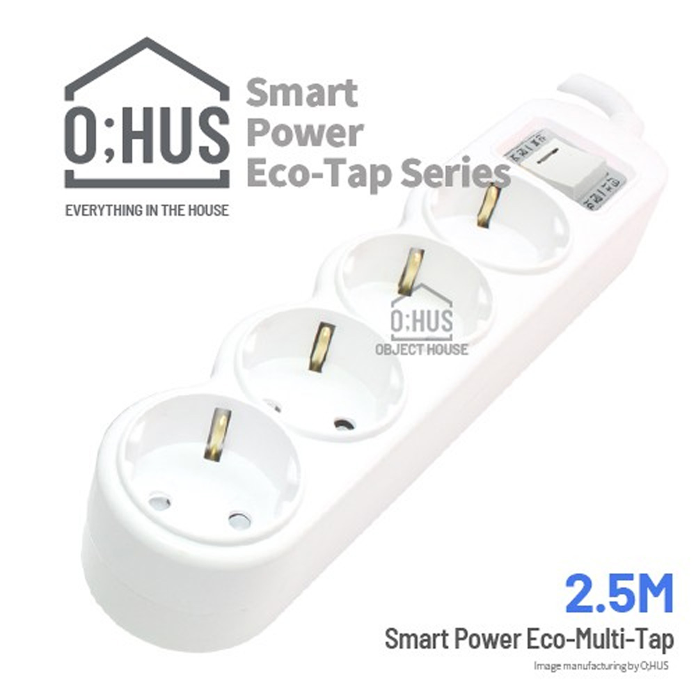 오후스 Eco-Tap series 일반형 4구 선길이 2.5M/휴대용 에코파우치 증정