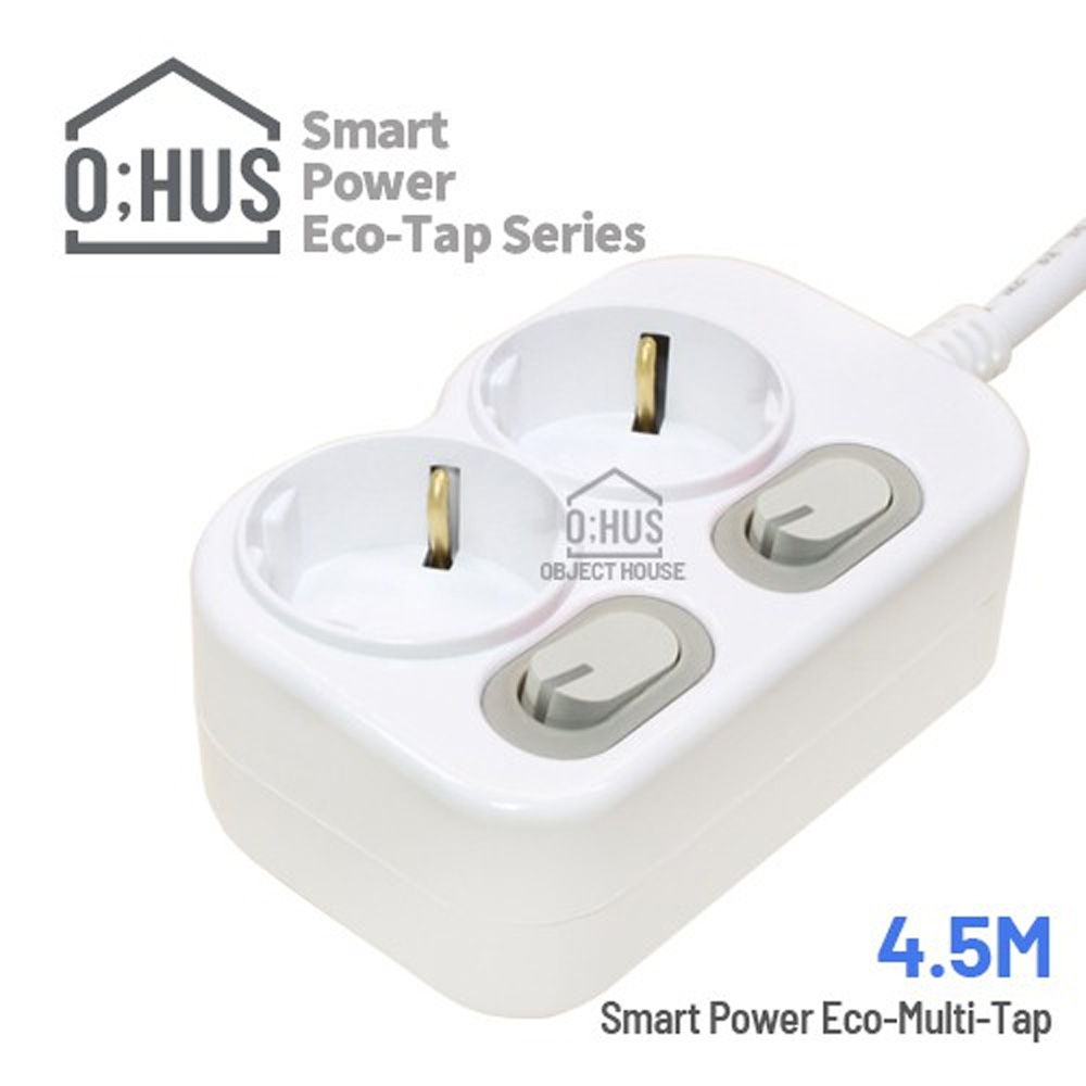 오후스 Eco-Tap series 절전형 2구 선길이 4.5M/휴대용 에코파우치 증정