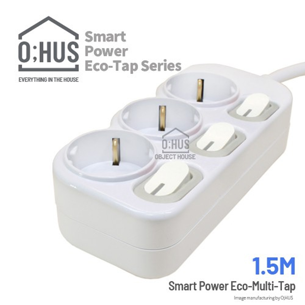 오후스 Eco-Tap series 절전형 3구 선길이 1.5M/휴대용 에코파우치 증정