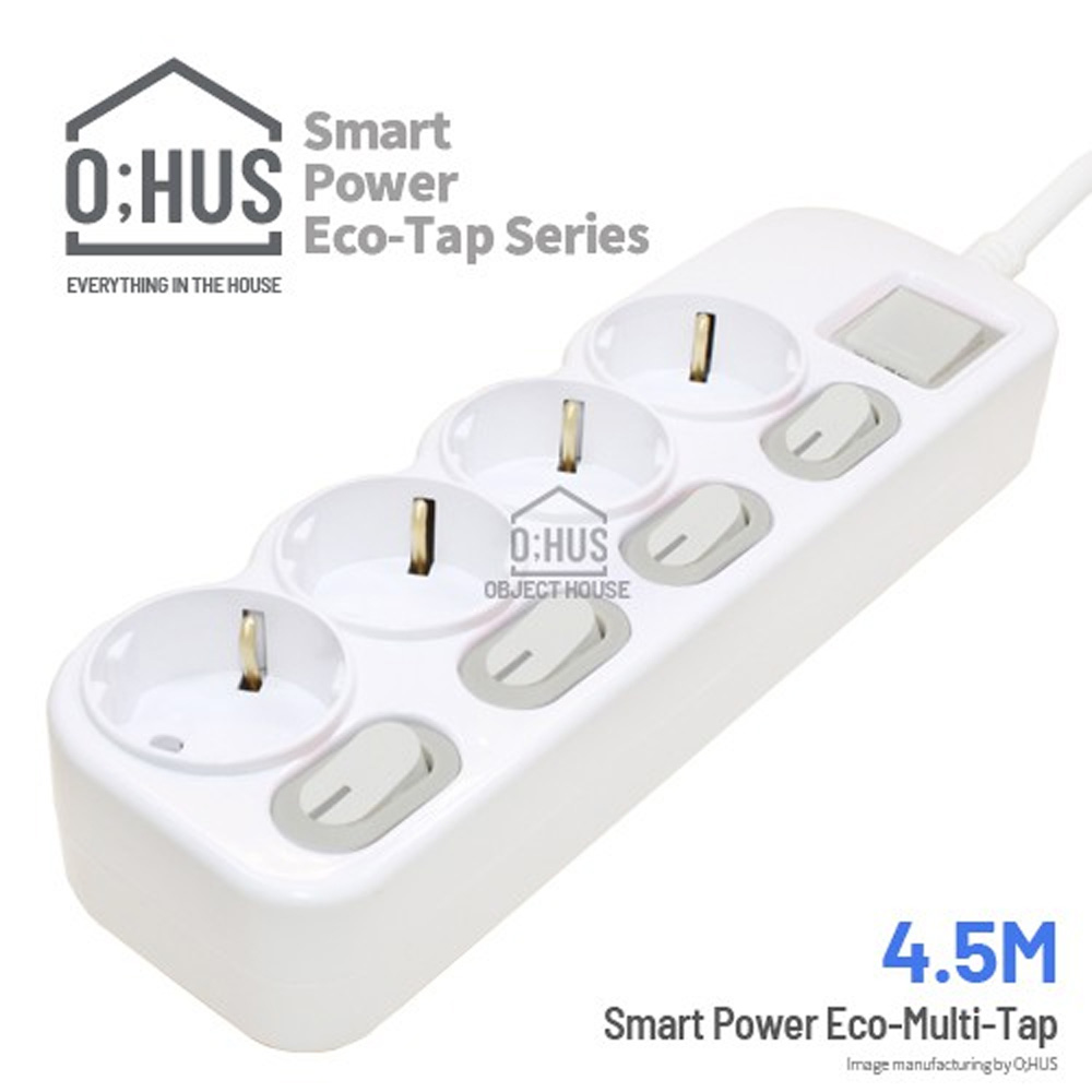 오후스 Eco-Tap series 절전형 4구 선길이 4.5M/휴대용 에코파우치 증정