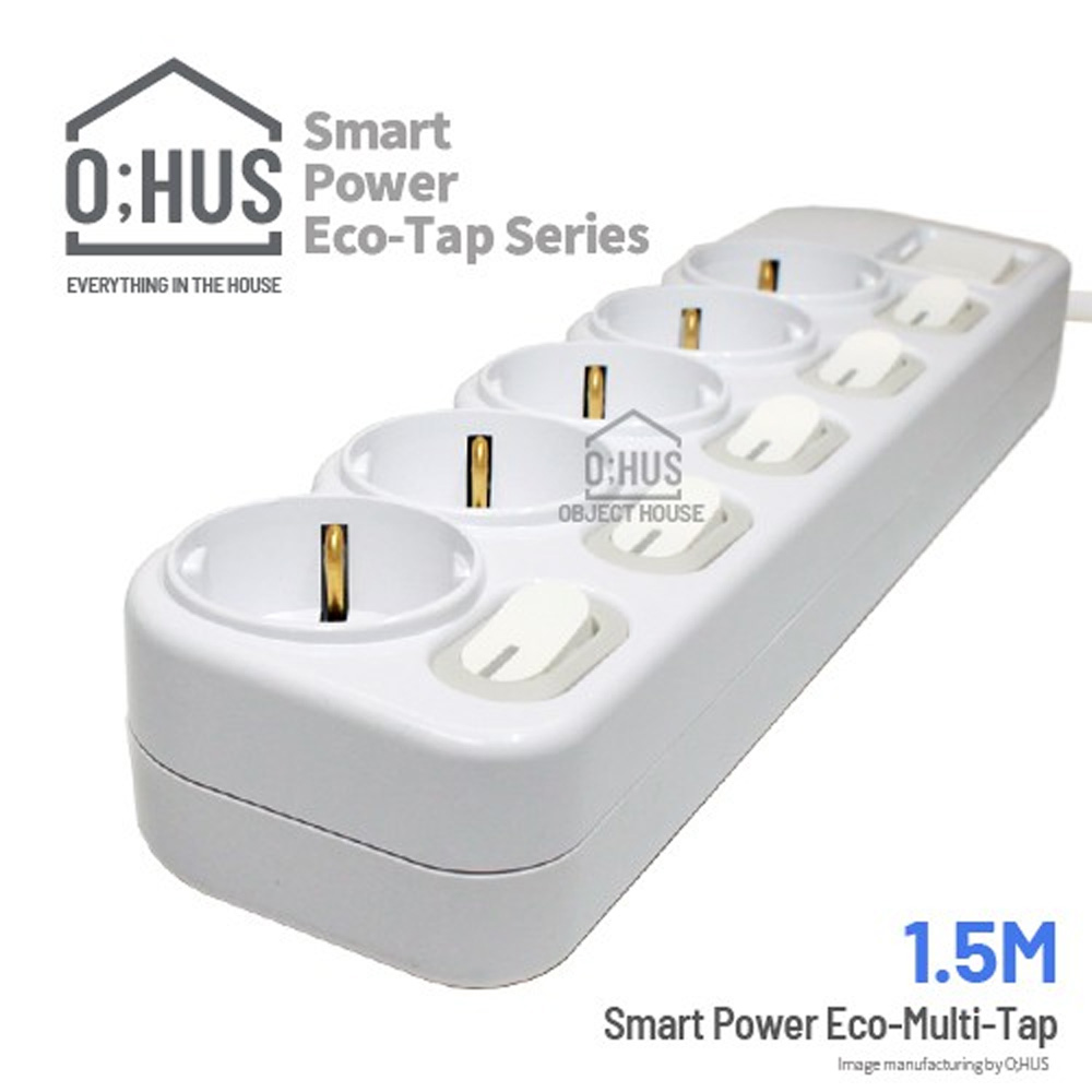 오후스 Eco-Tap series 절전형 5구 선길이 1.5M/휴대용 에코파우치 증정