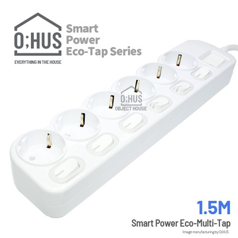 오후스 Eco-Tap series 절전형 6구 선길이 1.5M/휴대용 에코파우치 증정