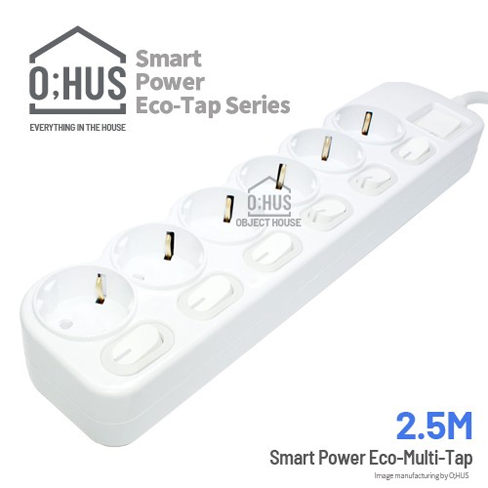 오후스 Eco-Tap series 절전형 6구 선길이 2.5M/휴대용 에코파우치 증정