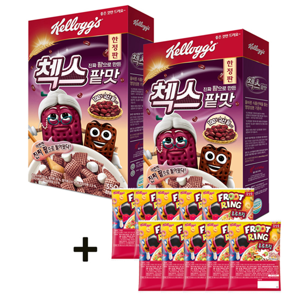 켈로그 New 첵스 팥맛 350g x 2개 한정판 + (증정) 후르트링 30g x 10개