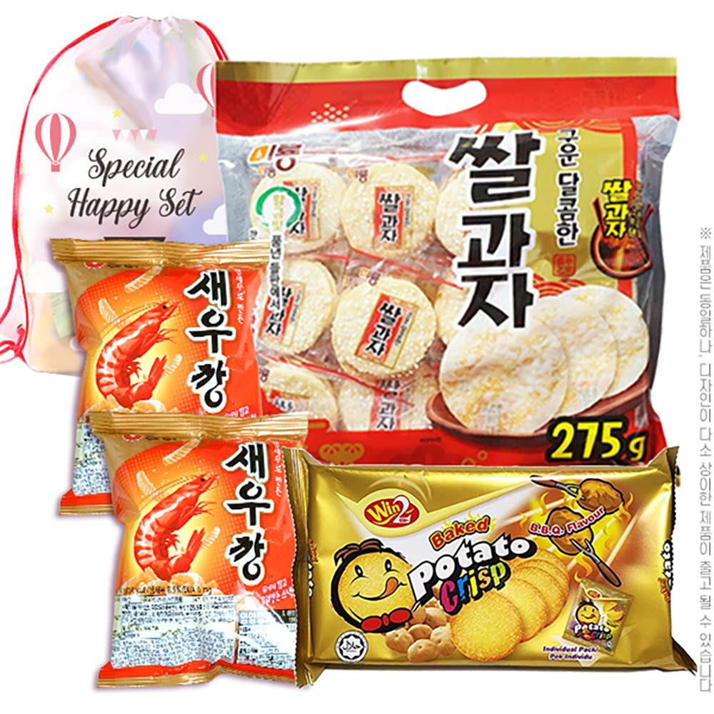 (파우치백)먹거리 에너지가필요해4종1호(새우깡미니2개,쌀과자,포테이토크리스프)