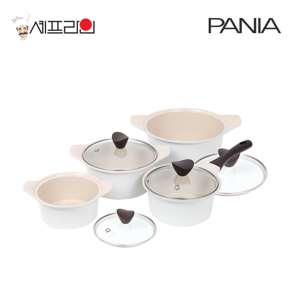 셰프라인 페니아(pania) 인덕션 IH 크림세라믹냄비 4종세트 (18편수+16양수+20양수+24양수)